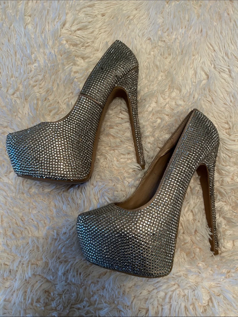 Steve Madden Silver Crystal-Studded Pointed-Toe Heels